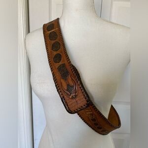 Vintage Tooled Leather Rattlesnake Serpent Belt
